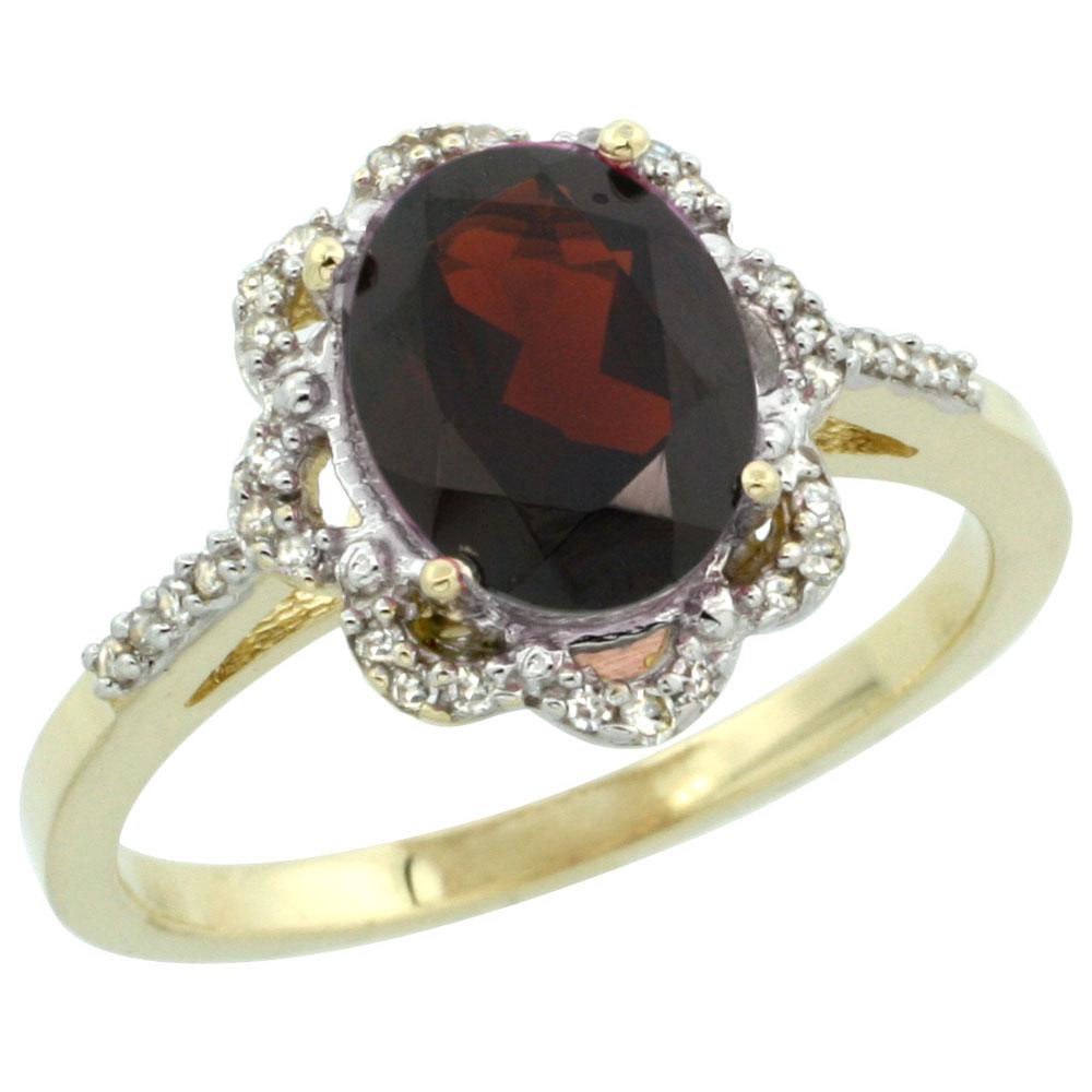 1.86 CTW Garnet & Diamond Ring 10K Yellow Gold - REF-37F3N: REF-37F3N - SKU: SC-CY910105 ---- 1.86 CTW Garnet & Diamond Ring 10K Yellow Gold Manufacturer's Suggested Retail Price: $1200.00 Mainstone Type: Garnet @ 1.76 ctw Mainstone Color: red Mainstone Clarit