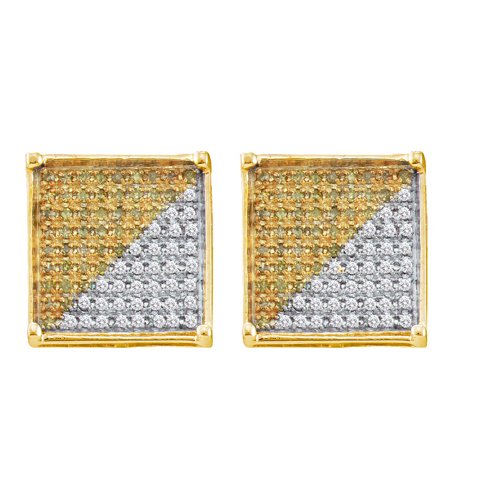 Genuine 10K Yellow Gold Jewelry 0.10 ctw White Diamond: Manufacturer's Suggested Retail Price - $390.00 ---- 10K Yellow Gold Jewelry 0.10 ctw White Diamond & Yellow Diamond Earrings - WJA54076 ---- Main Stone: White Diamond & Yellow Diamond ---- Main Stone
