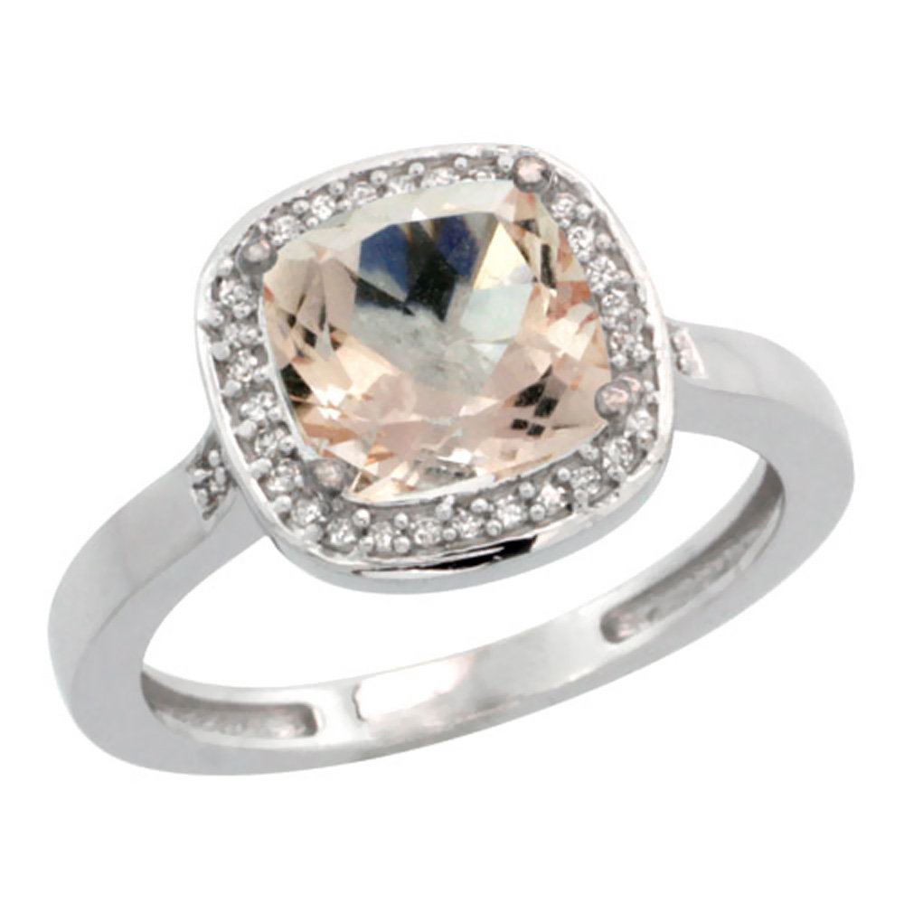 Natural 2.11 ctw Morganite & Diamond Engagement Ring: REF#R41F5 Manufacturer's Suggested Retail Price - $3120.00 Natural 2.11 ctw Morganite & Diamond Engagement Ring 14K White Gold Gemstone: Natural cushion-cut Morganite @ 2.02 ctw Diamond: Natural White