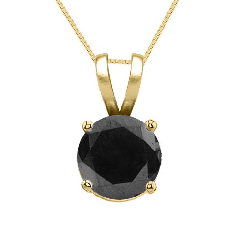 14K Yellow Gold Jewelry 0.50 ct Black Diamond Solitaire: REF#T20A2 Manufacturer's Suggested Retail Price - $1600.00 Diamond: 1 Round cut @ 0.50 ct Minimum Diamond Clarity: Opaque Minimum Diamond Color: Black---- Metal Purity & Color : 14K Gold-Yellow Dimens