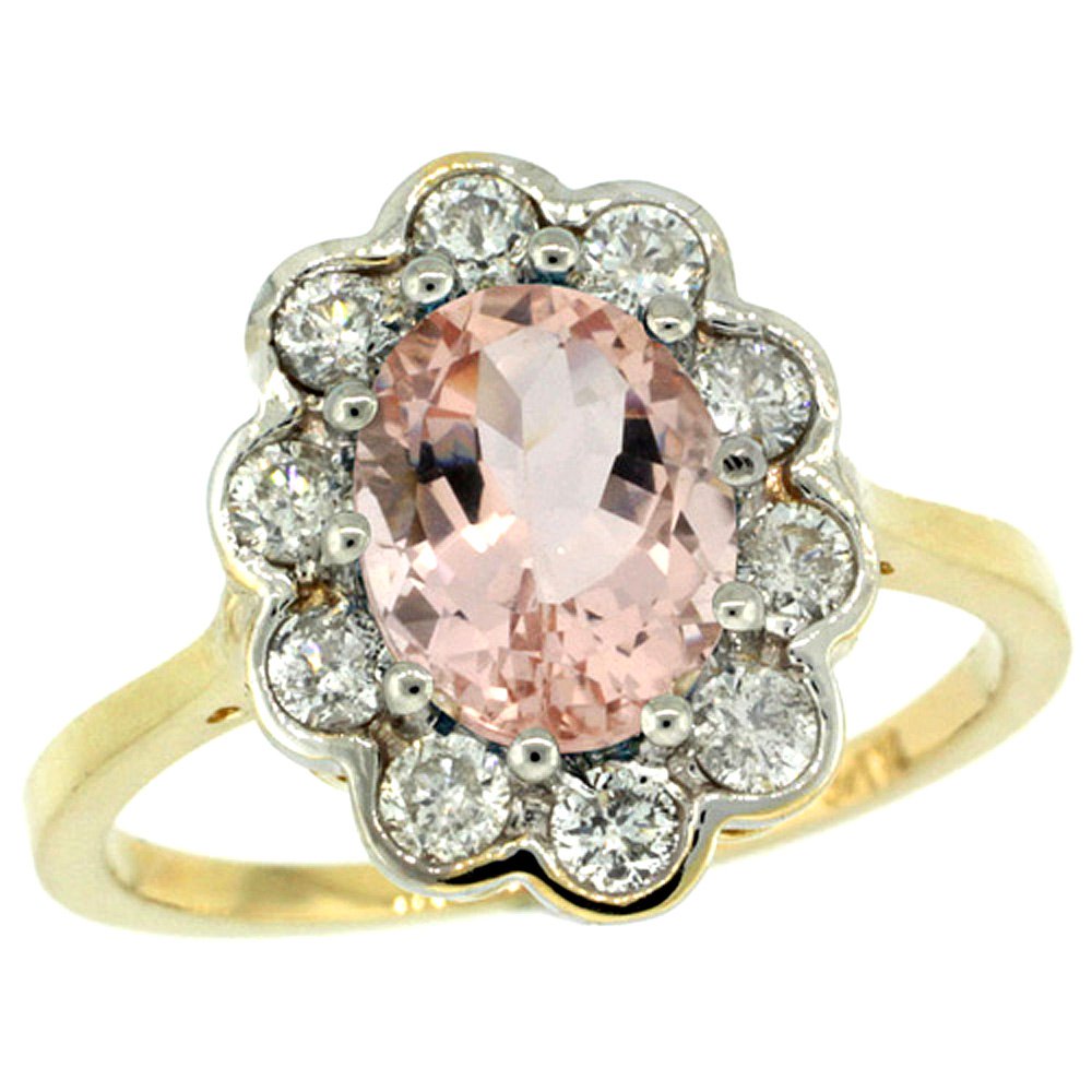 Natural 2.29 ctw Morganite & Diamond Engagement Ring: REF#A59Z8 Manufacturer's Suggested Retail Price - $4500.00 Natural 2.29 ctw Morganite & Diamond Engagement Ring 10K Yellow Gold Gemstone: Natural Oval-shape Morganite @ 1.71 ctw Diamond: Natural White