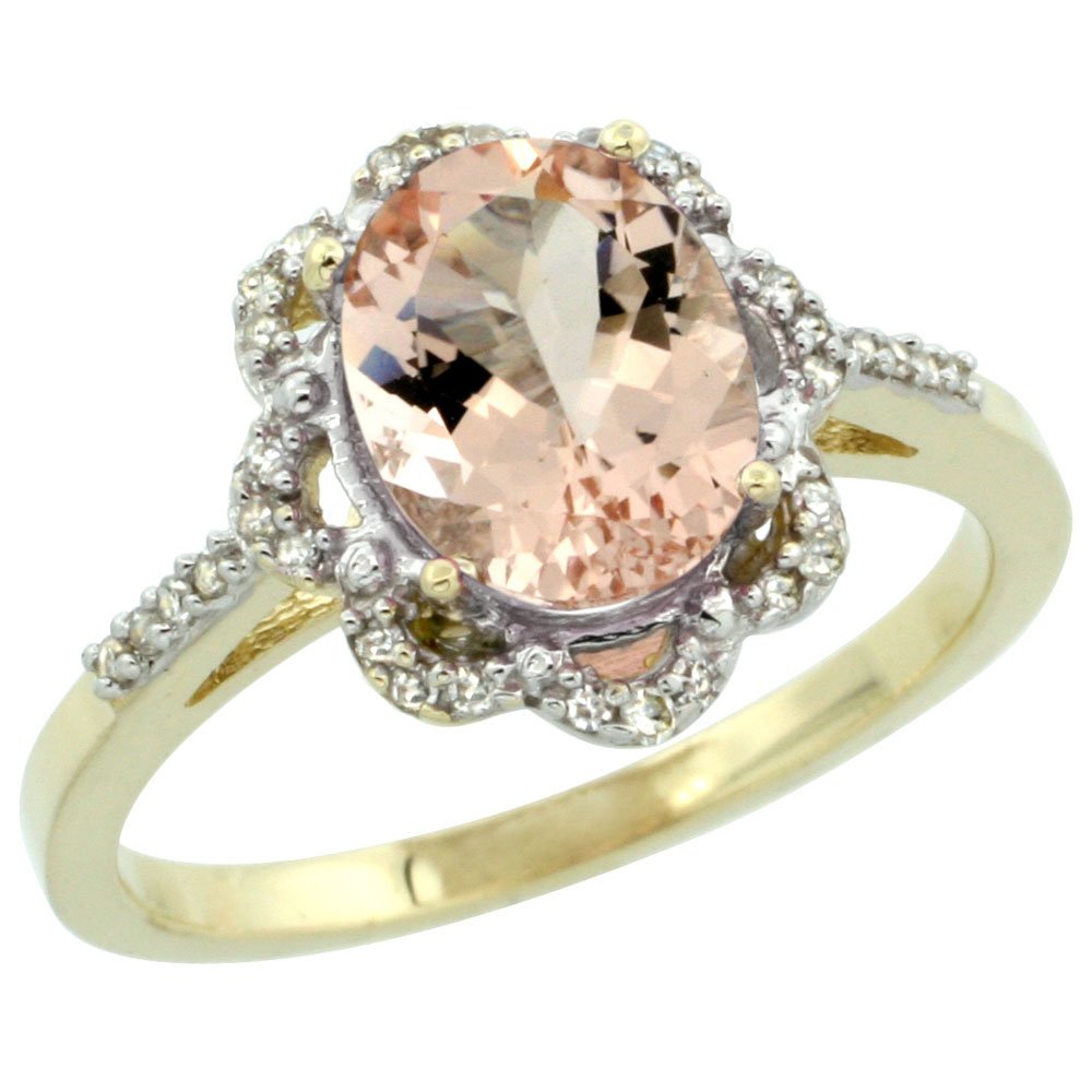 Natural 1.8 ctw Morganite & Diamond Engagement Ring 10K: REF#33T4H Manufacturer's Suggested Retail Price - $2220.00 Natural 1.8 ctw Morganite & Diamond Engagement Ring 10K Yellow Gold Gemstone: Natural Oval-shape Morganite @ 1.71 ctw Diamond: Natural White-