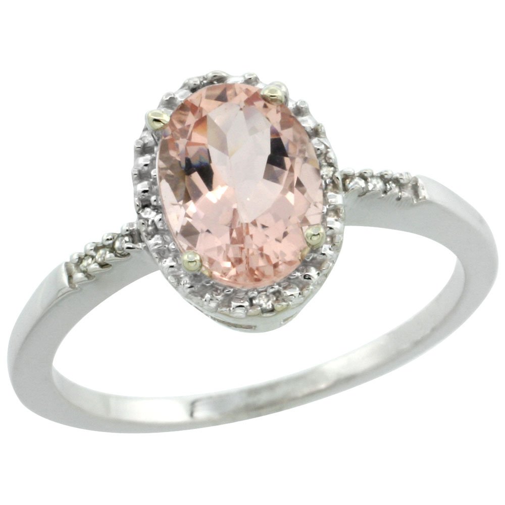 Natural 1.2 ctw Morganite & Diamond Engagement Ring 10K: SC-CW913113 - REF#21A5V Manufacturer's Suggested Retail Price - $1260.00 Natural 1.2 ctw Morganite & Diamond Engagement Ring 10K White Gold Gemstone: Natural Oval-shape Morganite @ 1.17 ctw Diamond: N
