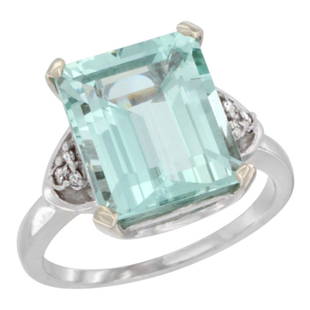 Natural 5.44 ctw aquamarine & Diamond Engagement Ring: SC-CW412177 - REF#77F9NManufacturer's Suggested Retail Price - $4440.00 Natural 5.44 ctw aquamarine & Diamond Engagement Ring 14K White GoldGemstone: Natural Asscher-shape aquamarine @ 5.4