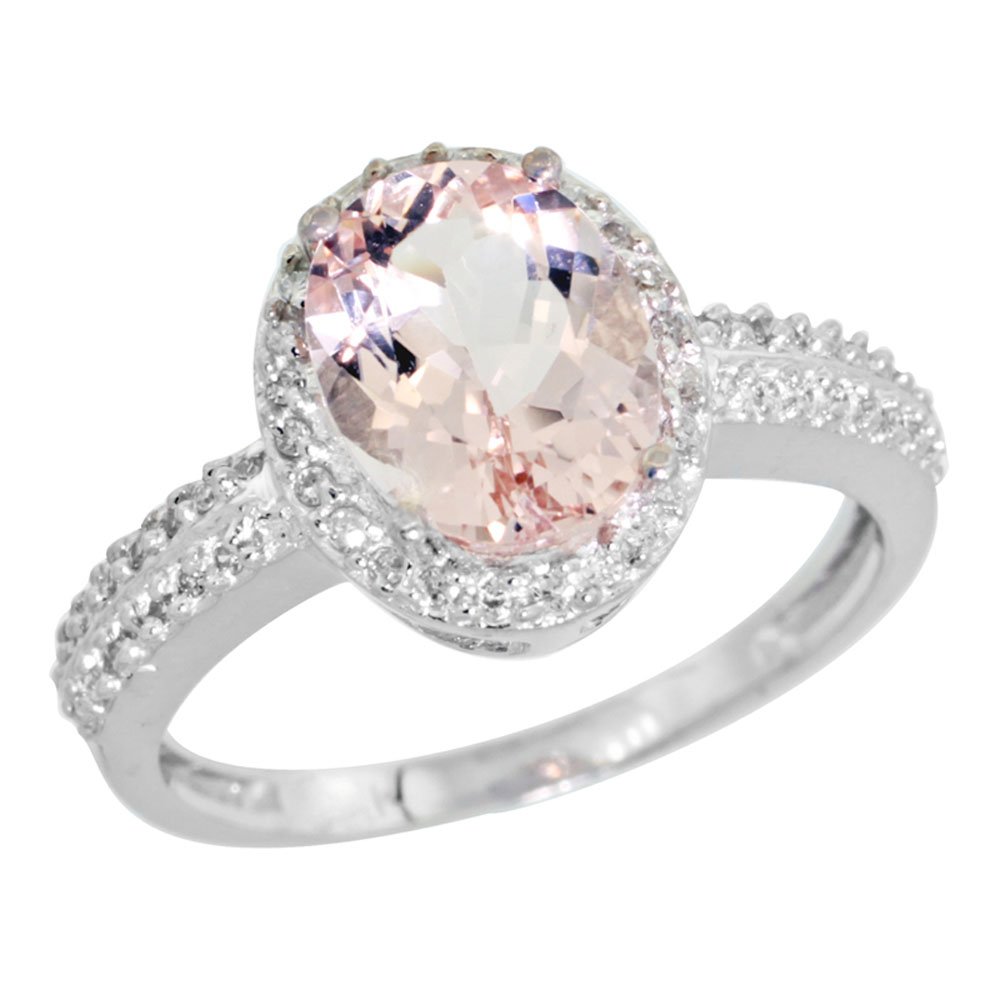 Natural 1.86 ctw Morganite & Diamond Engagement Ring: SC-CW913139 - REF#41R3Z Manufacturer's Suggested Retail Price - $2340.00 Natural 1.86 ctw Morganite & Diamond Engagement Ring 10K White Gold Gemstone: Natural Oval-shape Morganite @ 1.71 ctw Diamond: 