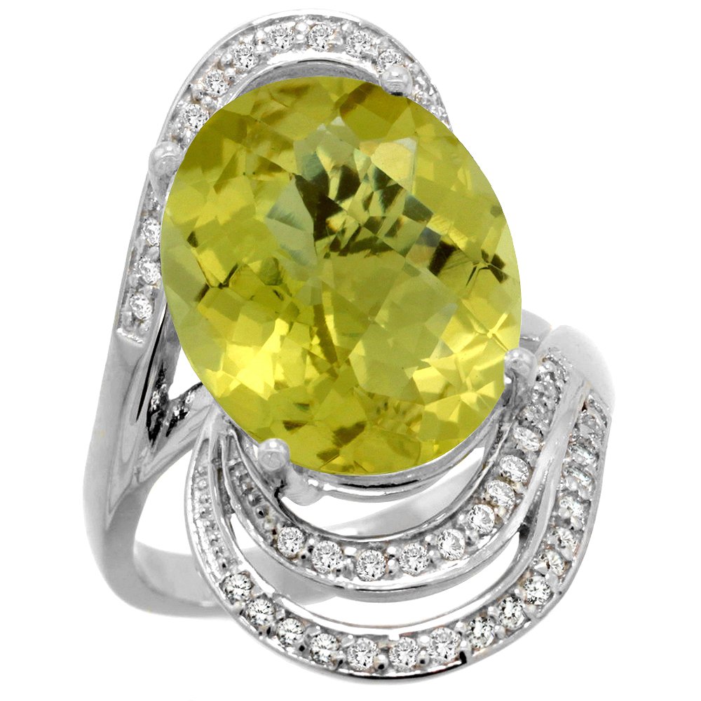 Natural 11.2 ctw lemon-quartz & Diamond Engagement Ring: SC-R309951W27 - REF#89R9Z Manufacturer's Suggested Retail Price - $5100.00 Natural 11.2 ctw lemon-quartz & Diamond Engagement Ring 14K White Gold Gemstone: Natural Oval-shape lemon-quartz @ 11 ctw Dia