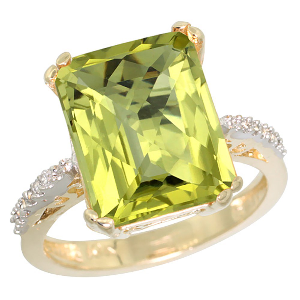 Natural 5.48 ctw Lemon-quartz & Diamond Engagement Ring: SC-CY427141 - REF#49N7G Manufacturer's Suggested Retail Price - $2820.00 Natural 5.48 ctw Lemon-quartz & Diamond Engagement Ring 14K Yellow Gold Gemstone: Natural emerald-shape Lemon-quartz @ 5.4 ctw 