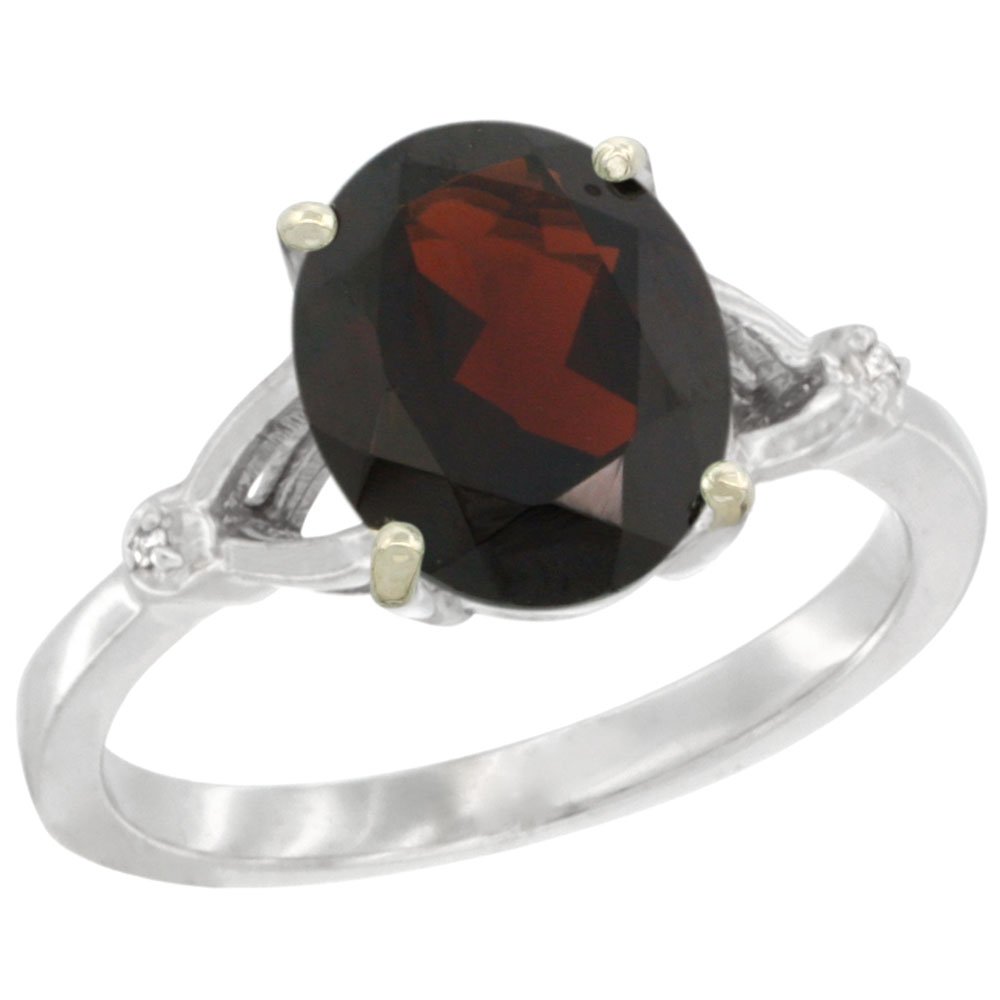 Natural 2.41 ctw Garnet & Diamond Engagement Ring 10K: SC-CW910112 - REF#27R9ZManufacturer's Suggested Retail Price - $1620.00 Natural 2.41 ctw Garnet & Diamond Engagement Ring 10K White GoldGemstone: Natural Oval-shape Garnet @ 2.4 ctwDiamond: Natural Wh