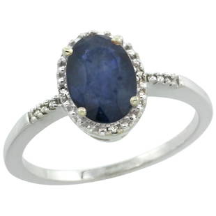 Natural 1.47 ctw Blue-sapphire & Diamond Engagement: SC-CW416113 - REF#29V3FManufacturer's Suggested Retail Price - $1680.00 Natural 1.47 ctw Blue-sapphire & Diamond Engagement Ring 14K White GoldGemstone: Natural Oval-shape Blue-sapphire @ 1.44 ctwDiam