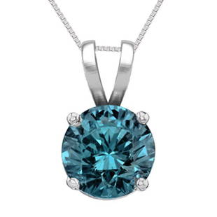 14K White Gold Jewelry 1.01 ct Blue Diamond Solitaire: REF#186G8M - WJ13321 Manufacturer's Suggested Retail Price: $9000.00 14K White Gold Jewelry 1.01 ct Blue Diamond Solitaire Necklace Diamond: 1 Round cut @ 1.0 ct Minimum Diamond Clarity: SI2-I1 Diam