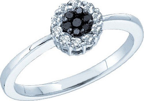 0.25CTW White and Black Diamond Flower 14KT Ring White: REF-26W9K ---- 0.25CTW White and Black Diamond Flower 14KT Ring White Gold - SKU: GD 51149 Manufacturer's Suggested Retail Price: $ 700.00 Product Type: Flower RingMetal Type: 14KT White GoldMainsto