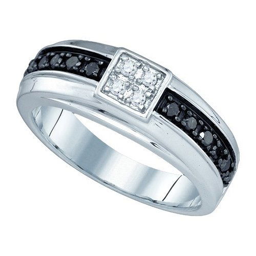 0.50CTW White and Black Diamond Mens 10KT Ring White: REF-34M4R ---- 0.50CTW White and Black Diamond Mens 10KT Ring White Gold - SKU: 81409 Manufacturer's Suggested Retail Price: $ 900.00 Product Type: Mens RingMetal Type: 10KT White GoldMainstone: 0.5