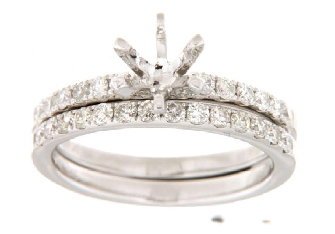 14K White Gold 0.3CTW Diamond Wedding Ring Set -: REF-59A3N ---- 14K White Gold 0.3CTW Diamond Wedding Ring Set Category 1: Ring Category 2: Wedding Ring Set Category 3: Mainstone Type: White Round Diamond Mainstone Color: H/I Mainstone Clarity: I2-I