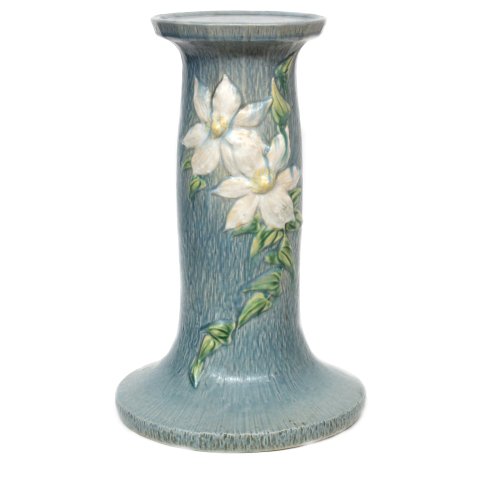 Roseville Art Pottery Pedestal with Clematis Pattern (1 of 3)