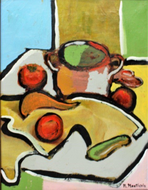 R. Monticolo, Mid Century Abstract Oil Still Life (1 of 5)