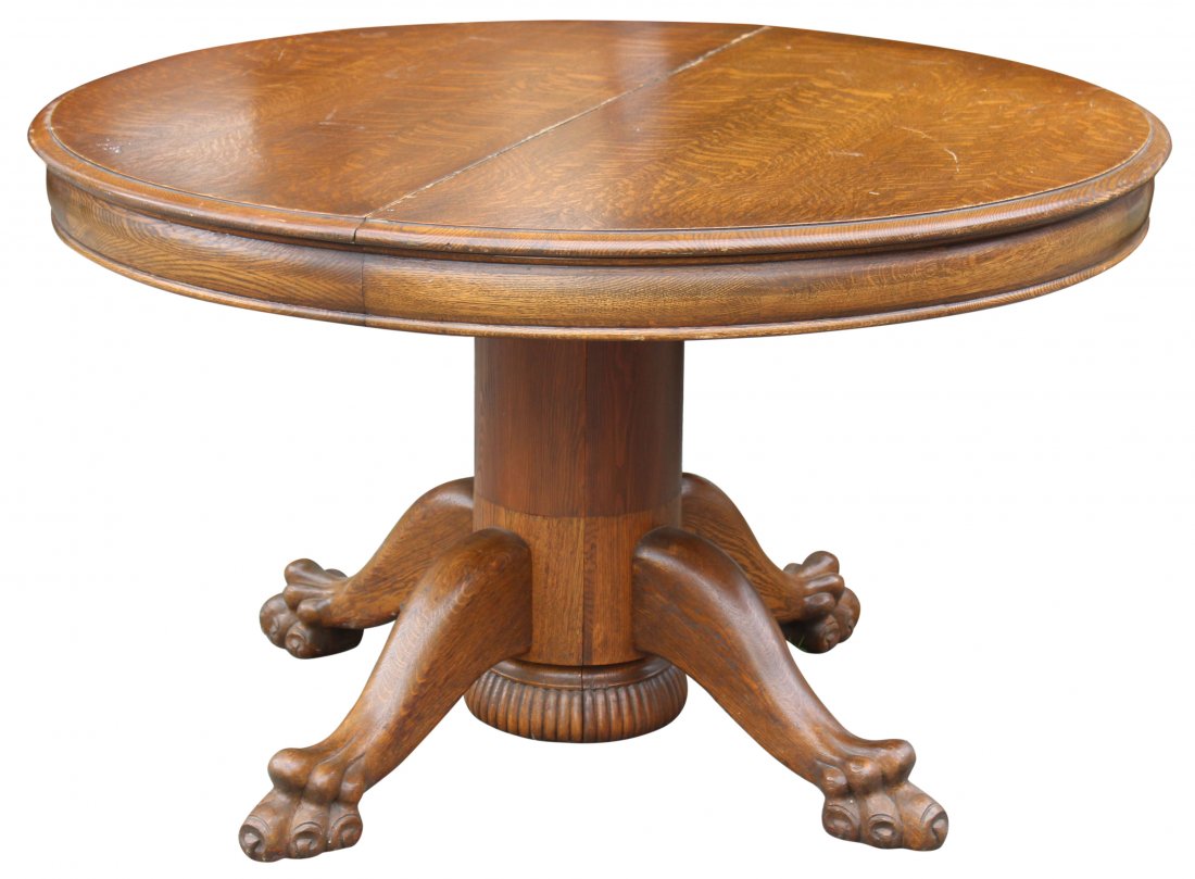 Victorian Quarter Sawn Oak Round Dining Table Claw Feet Jul 09, 2017 Donny Malone Auctions in NY