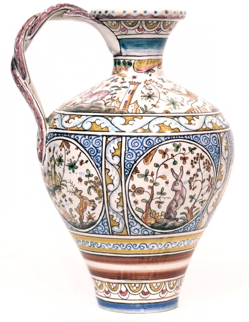 DECORATIVE ITALIAN HAND PAINTED PORCELAIN PITCHER (1 of 6)