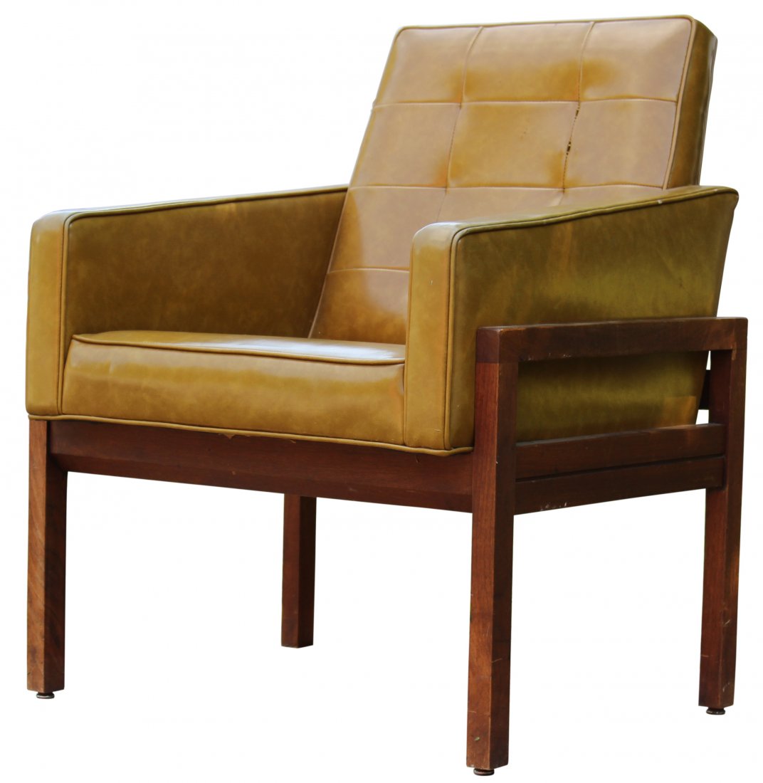 Mid-Century Modern Yellow leather Danish Arm chair (1 of 6)