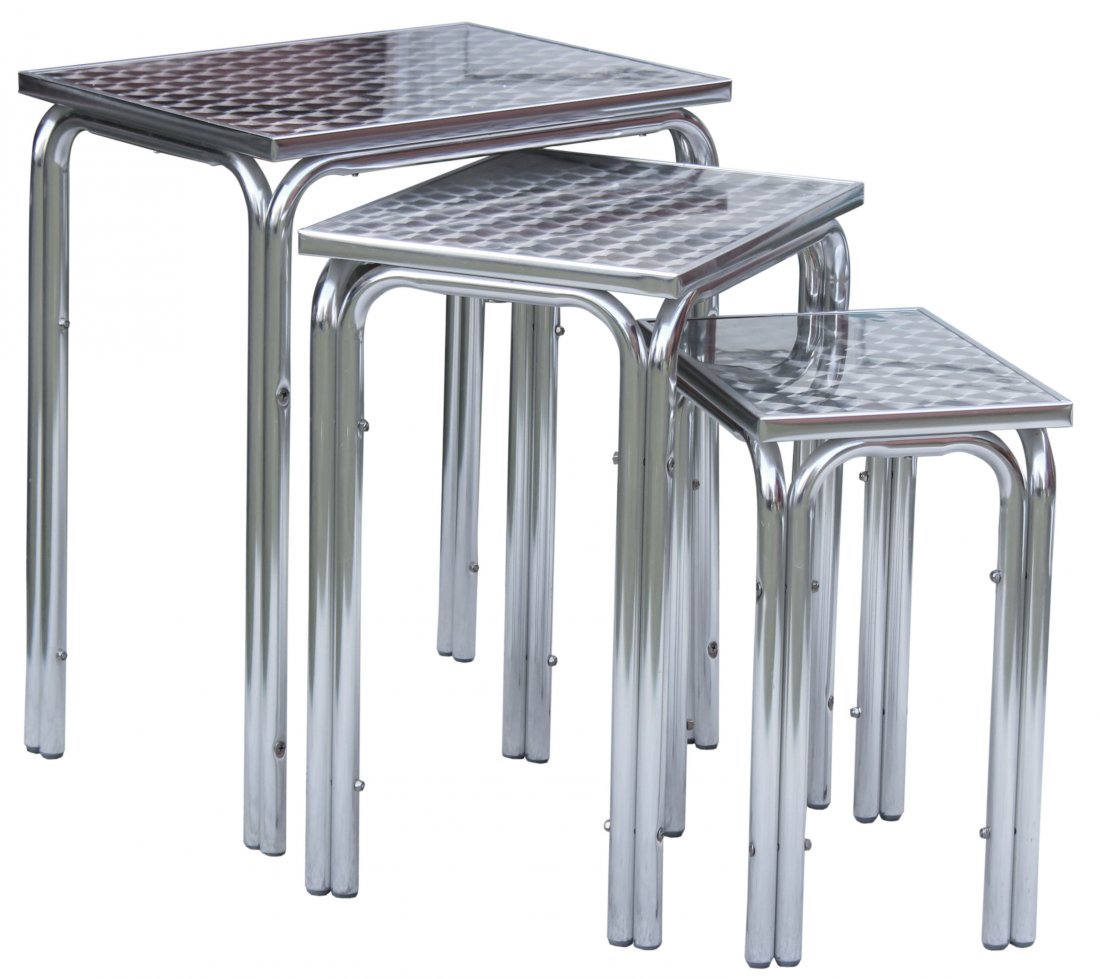 Mid-Century Modern Silver Metal Nesting Tables (1 of 5)
