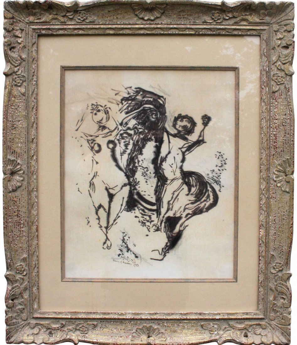 Marino Family of Acrobats 1953 Ink on Fabric (1 of 5)