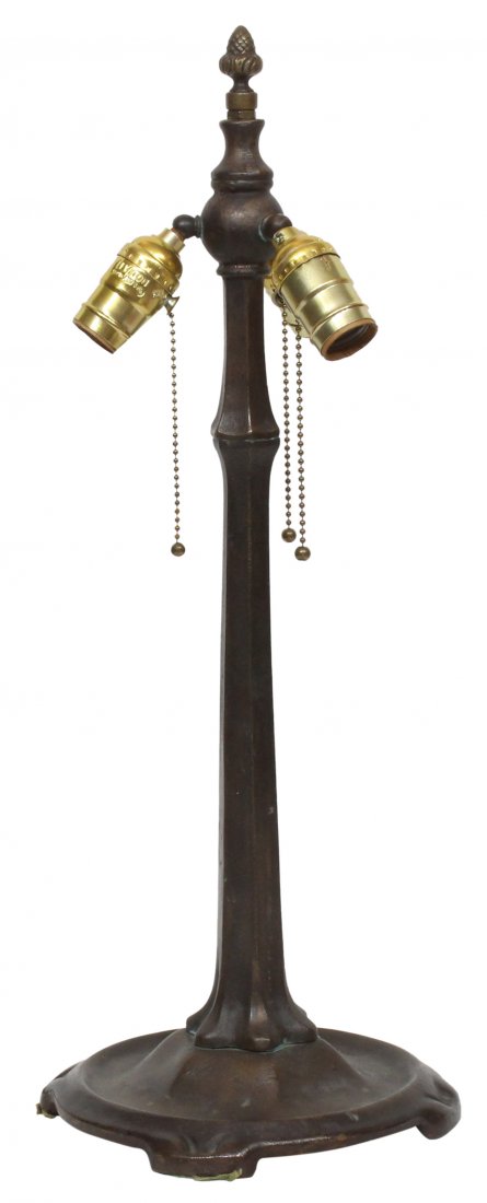 Bronze 3-light Lamp Base Possibly Handel (1 of 4)