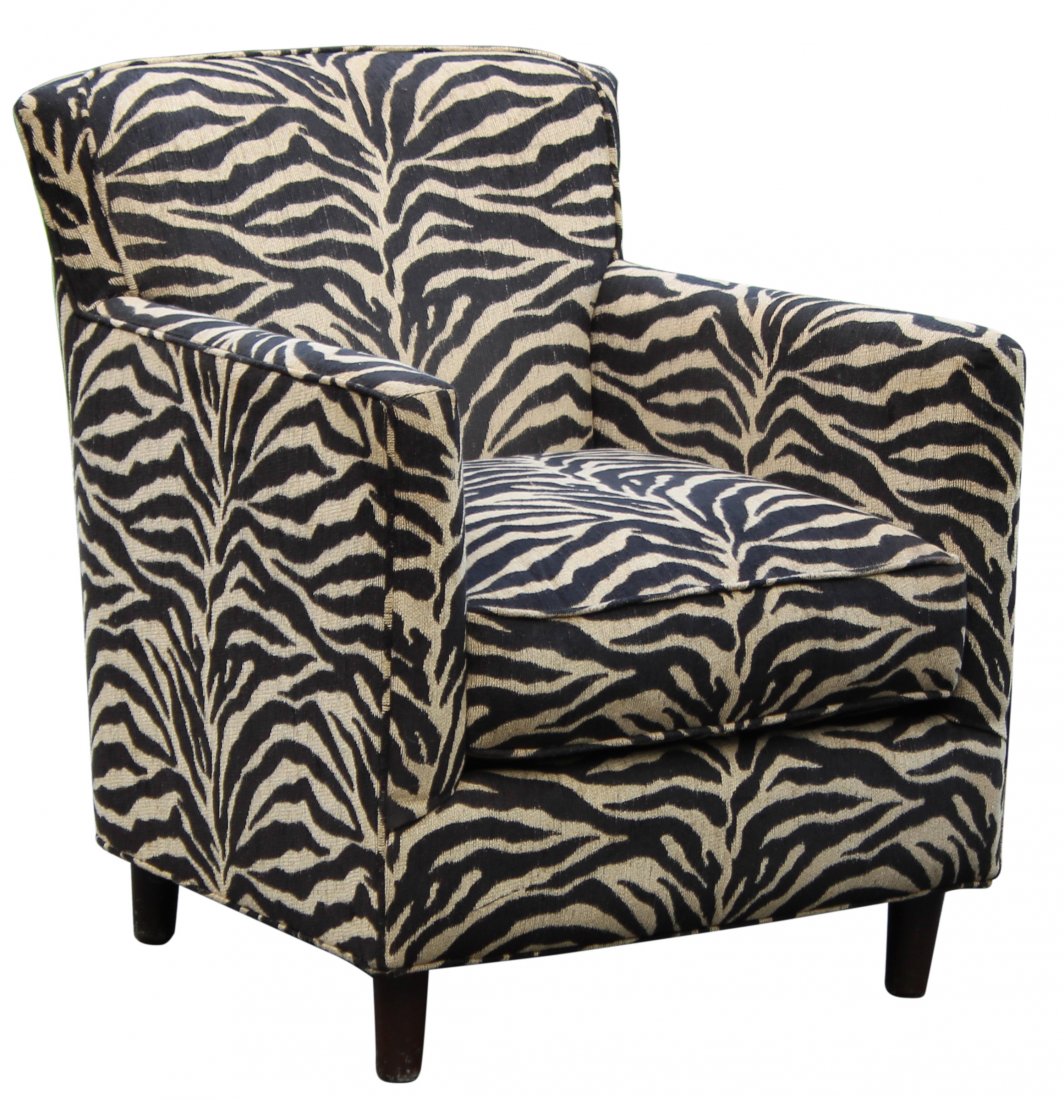 Zebra Print Fabric Club Chair By Bassett (1 of 6)