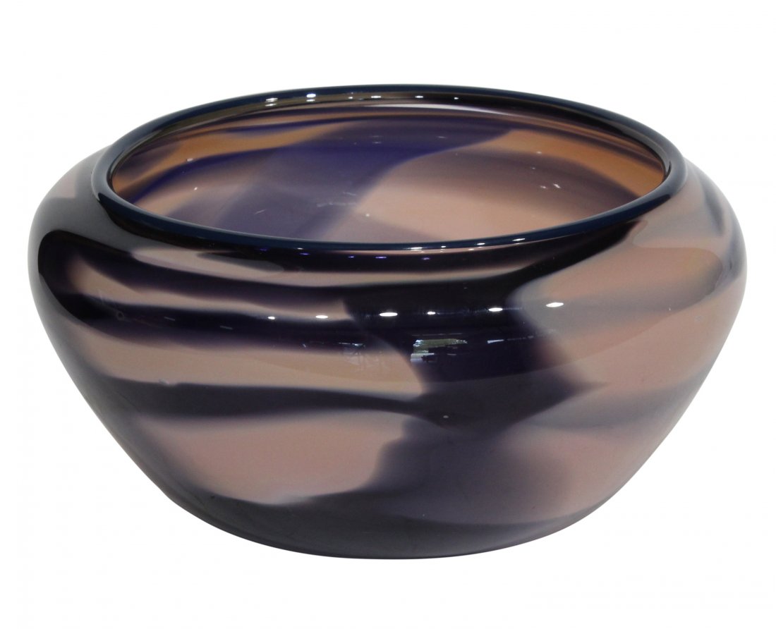 Mid-Century Modern Purple and Dark Blue Bowl Vase (1 of 4)