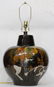 Mid Century Modern Art Pottery Lamp Silver Decorated