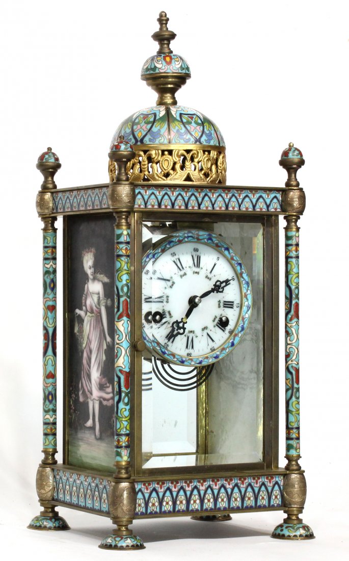 Quality Cloisonne Crystal Regulator Clock Dome Top (1 of 10)