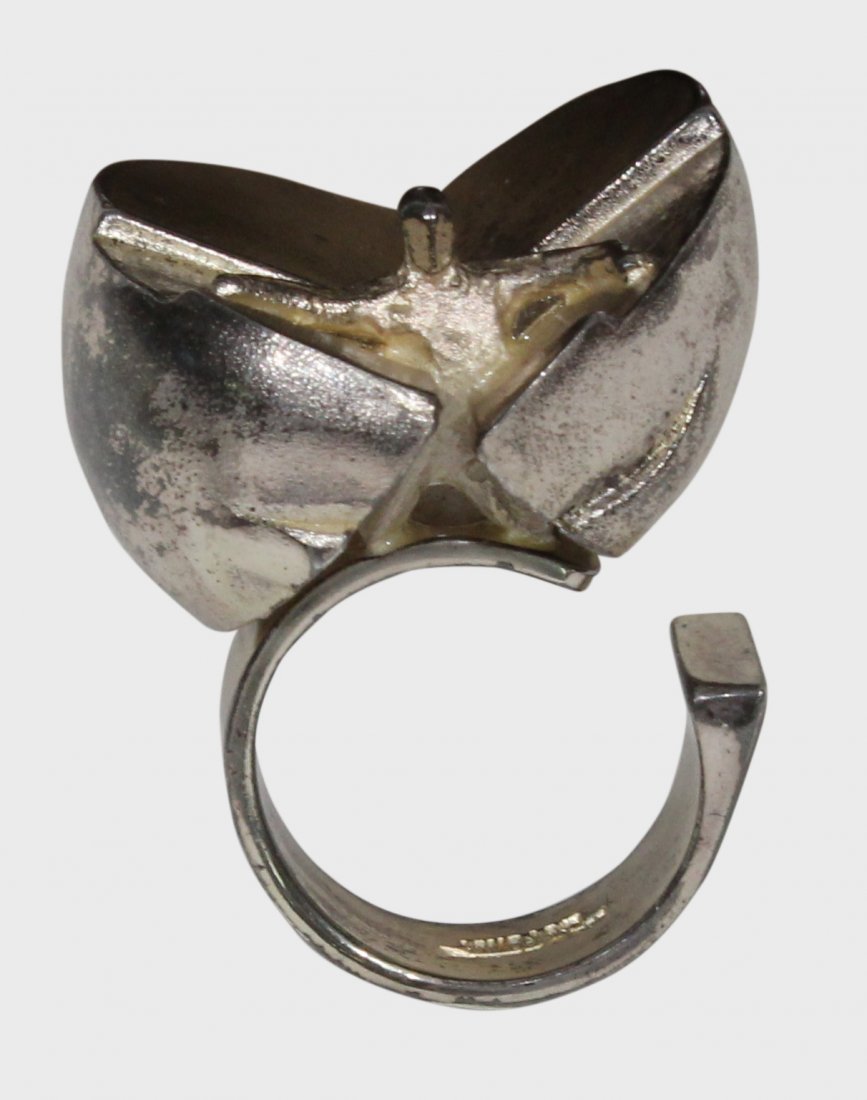 Unusual .925 Silver Ring , Man In Sphere, Size 8 (1 of 3)