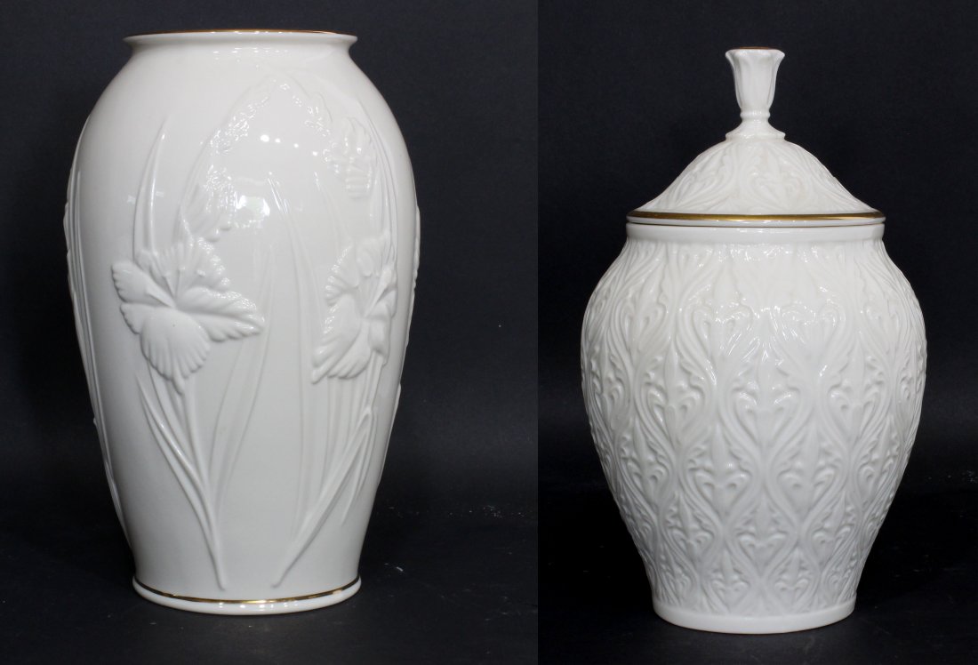 Two (2) Lenox 24k gold decorated vase, covered jar (1 of 6)