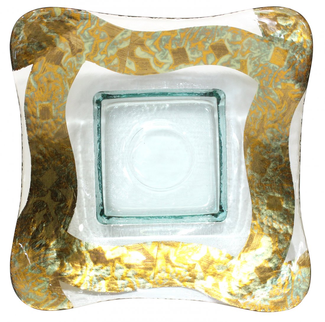 Mid-Century Modern Gold and Clear Center Plate (1 of 3)