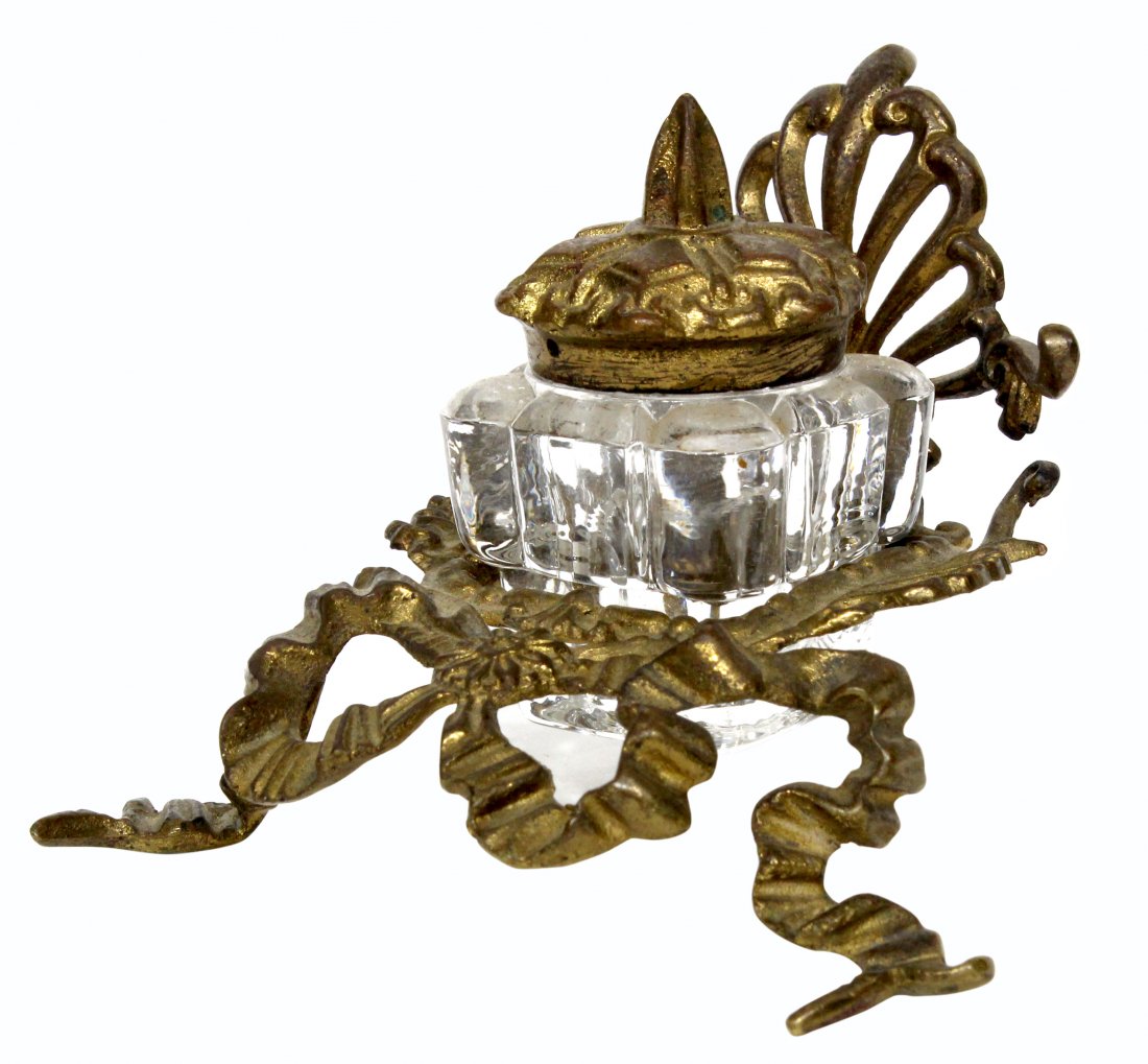 French Victorian Brass Inkwell (1 of 7)