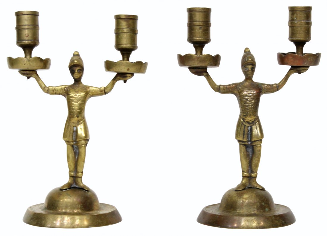 Pair French Bronze Figural Candlesticks (1 of 6)