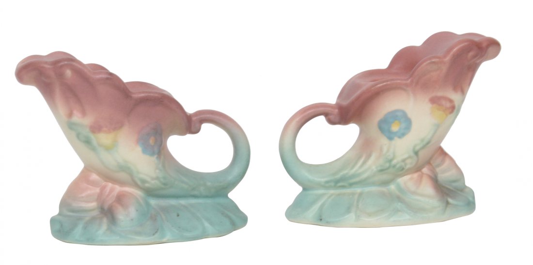 Two (2) Hull Pottery Candle Sticks Bowknot (1 of 4)