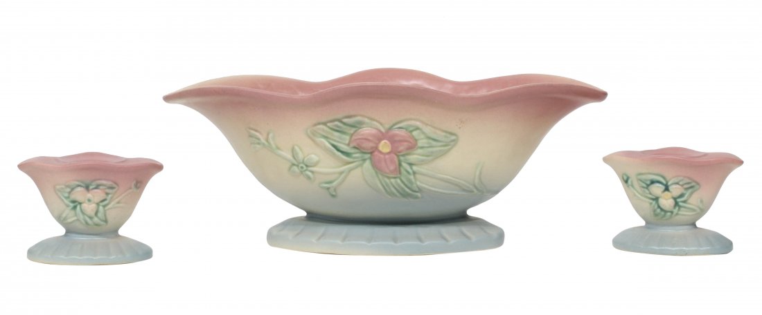 Three (3) Hull Pottery Planters Magnolia (1 of 5)