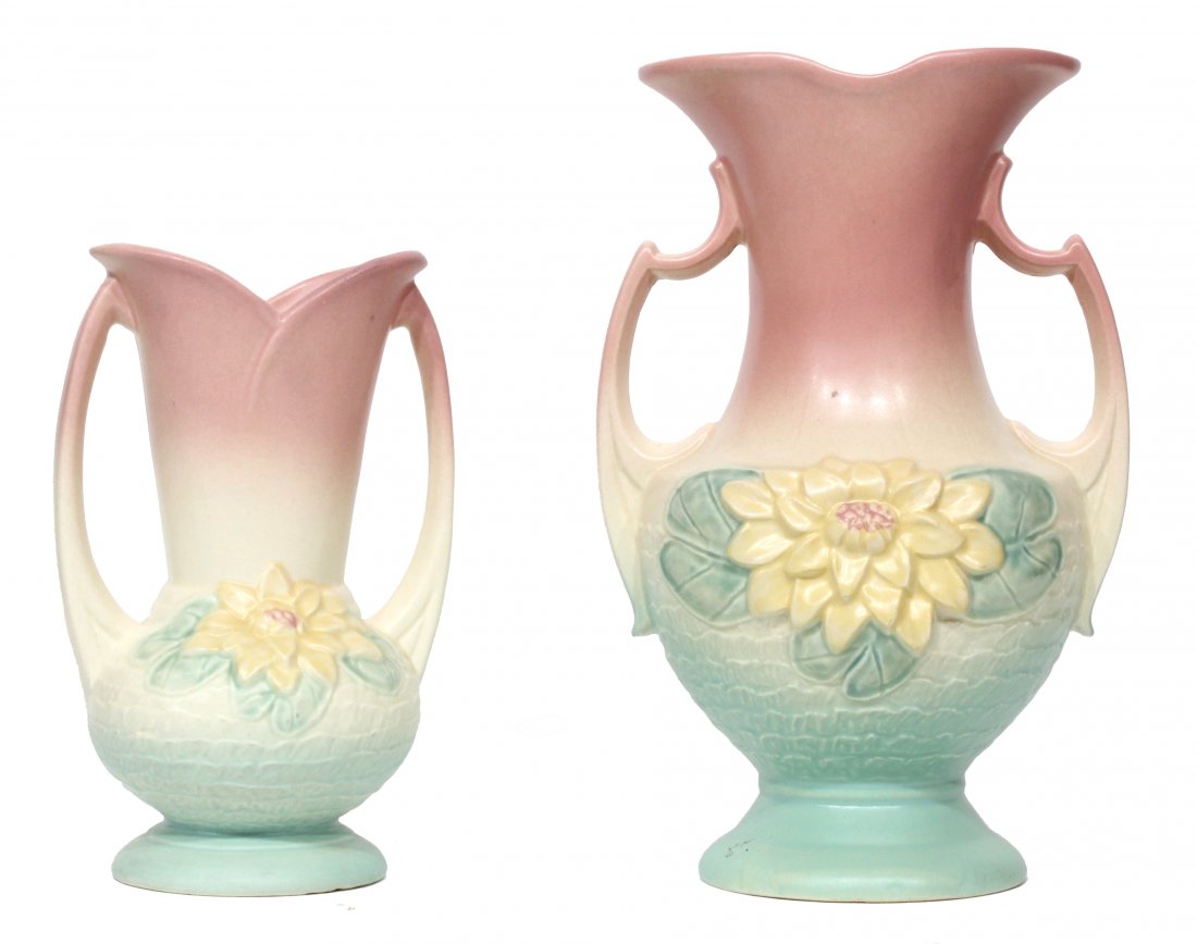 Two (2) Hull Pottery Vases Water Lily (1 of 3)