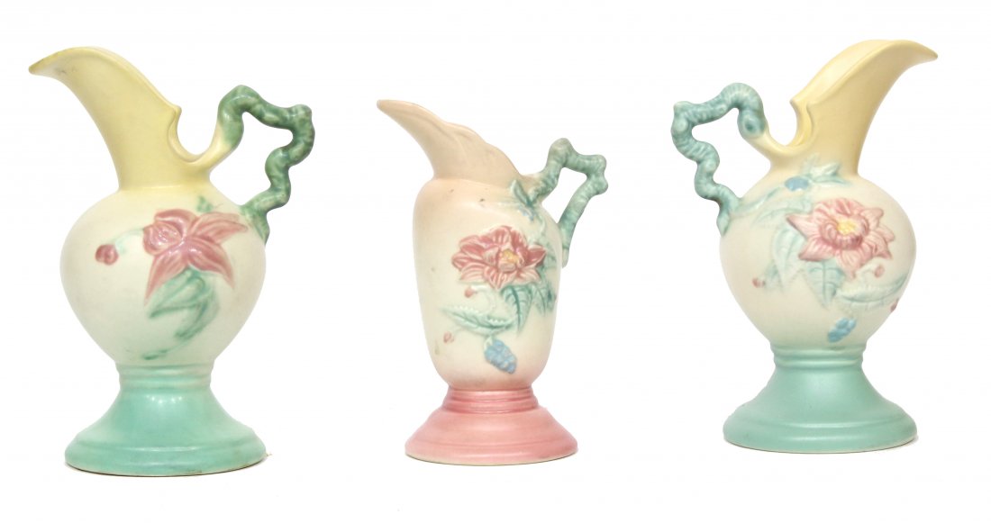 Three (3) Hull Pottery Woodland Ewers (1 of 3)