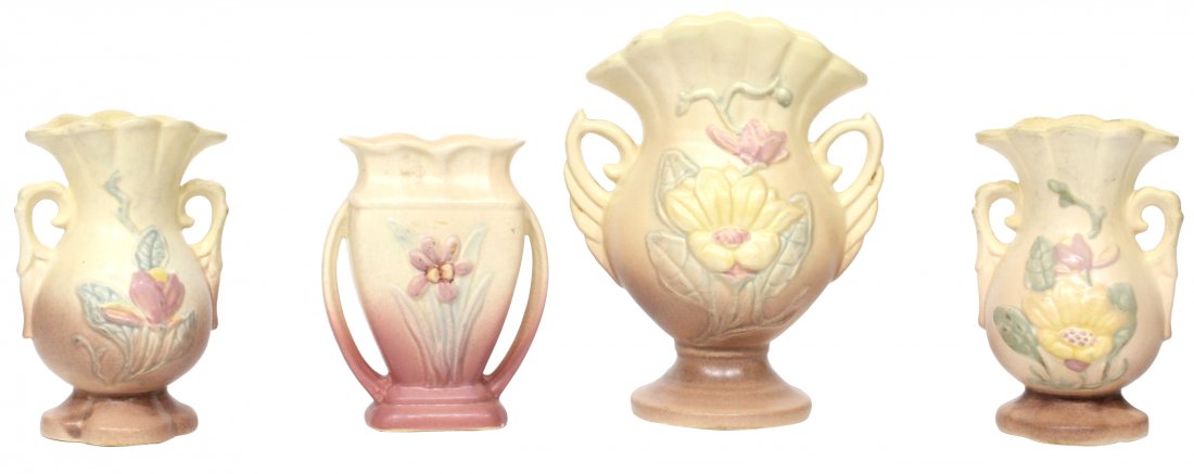 Four (4) Hull Pottery Magnolia, Iris Vases (1 of 8)