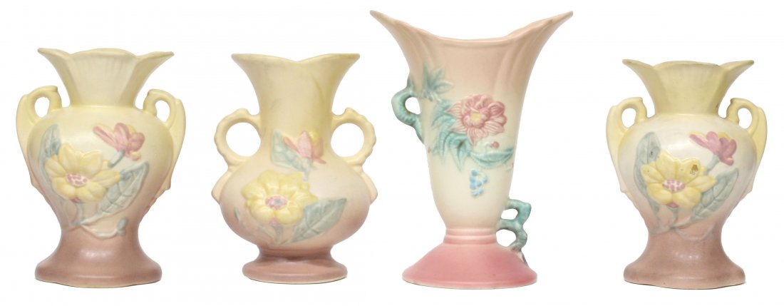 Four (4) Hull Pottery Magnolia, Iris Vases (1 of 7)