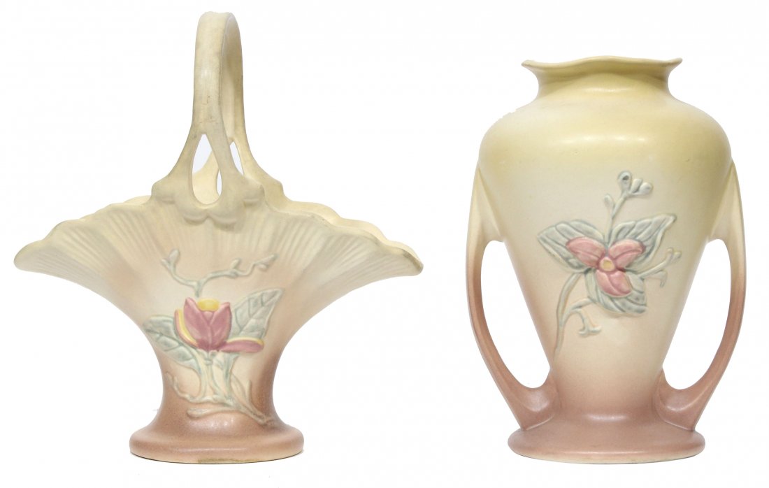 Two (2) Hull Pottery Magnolia Vase Basket (1 of 3)