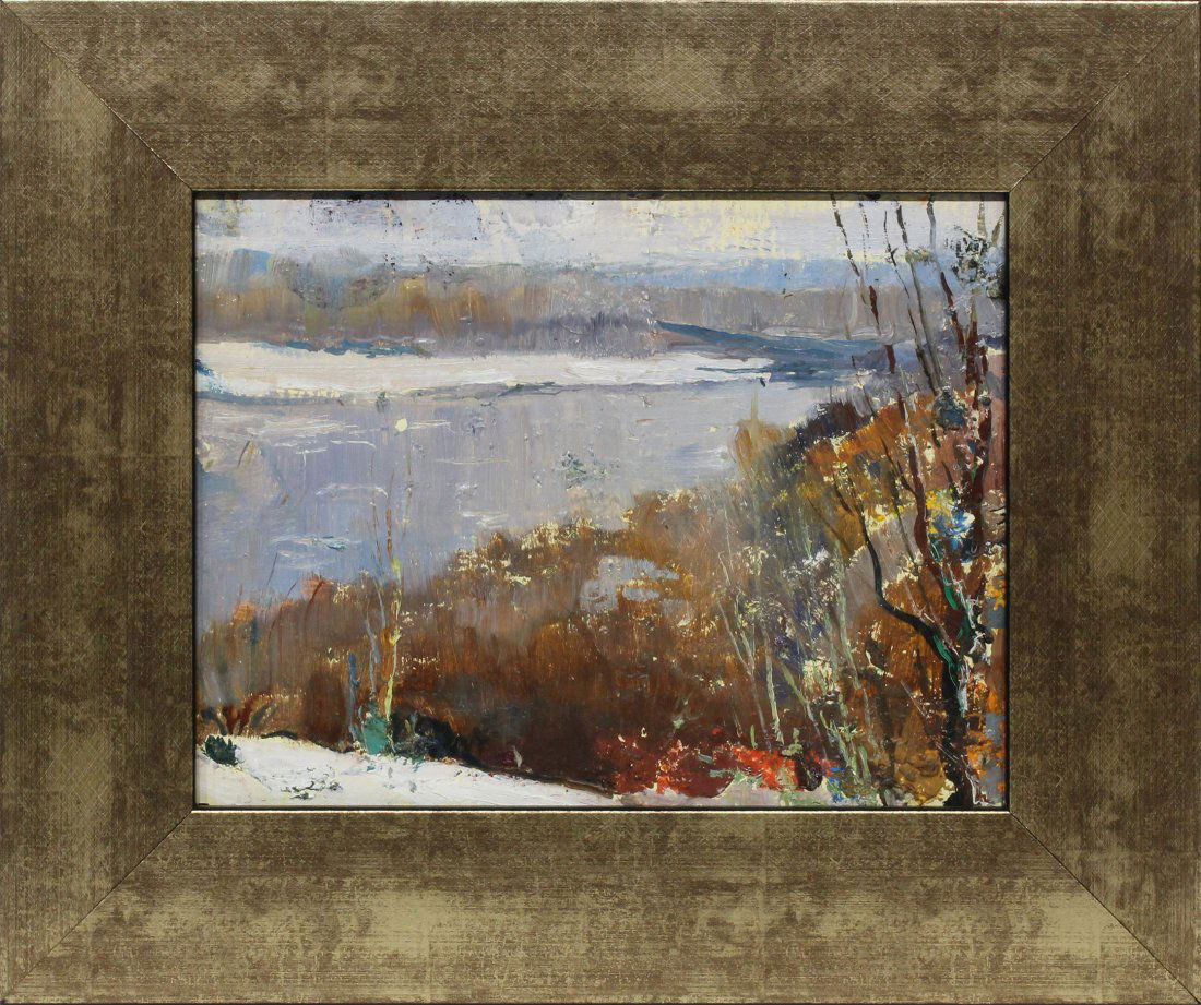 Winter Thaw On The River Oil Painting On Board (1 of 4)