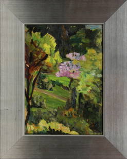 Marie Vassilieff, Double Sided Oil Painting, Landscape: Marie Vassilieff, Double Sided Oil Painting, Landscape, signed only on backside painting.Size: 9.5 * 13 composition, 14.5 * 18 framce