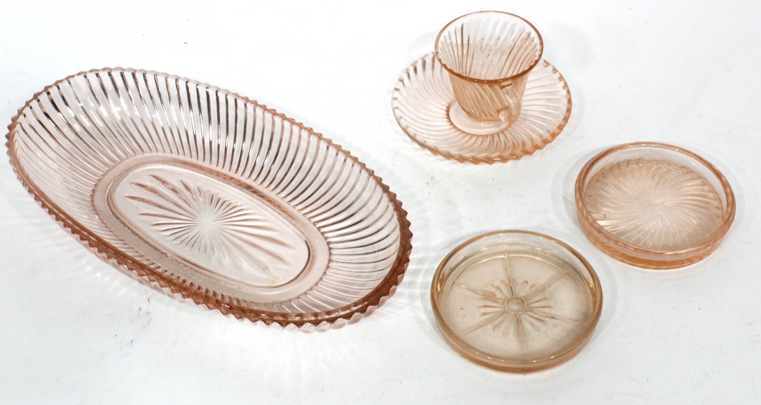 5 Assorted Pink Depression Glass Items (1 of 2)