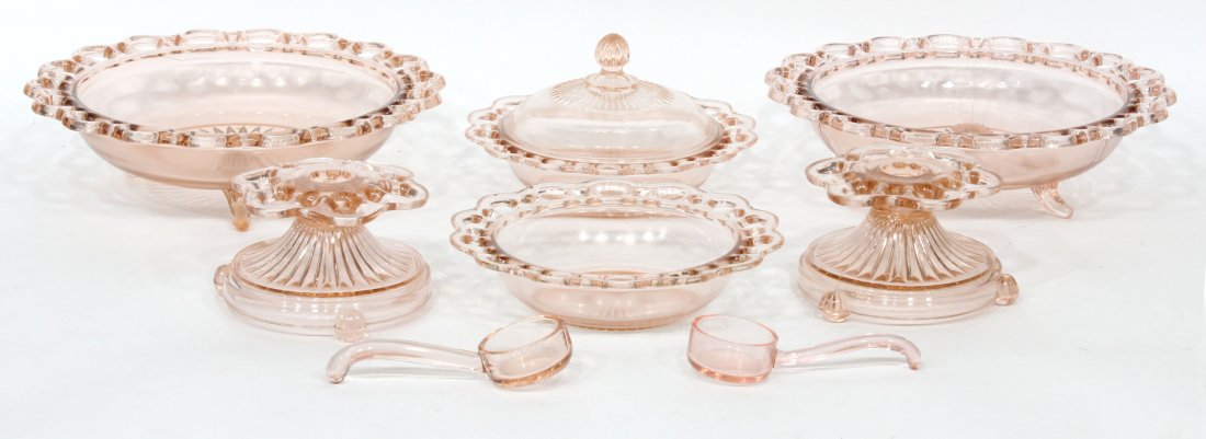 8 PC. Assorted Pink Depression Including Open Lace (1 of 4)