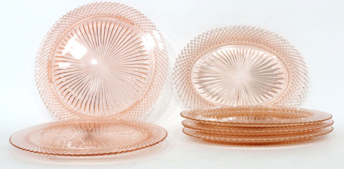 6 Pcs Miss America Pink Depression Glass Plates Platter (1 of 2)