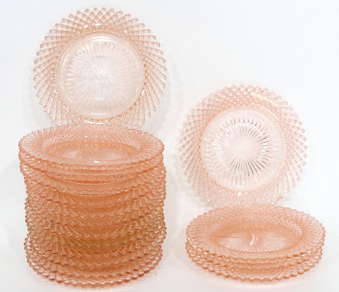 17 Miss America Pink Depression Glass Saucers (1 of 3)