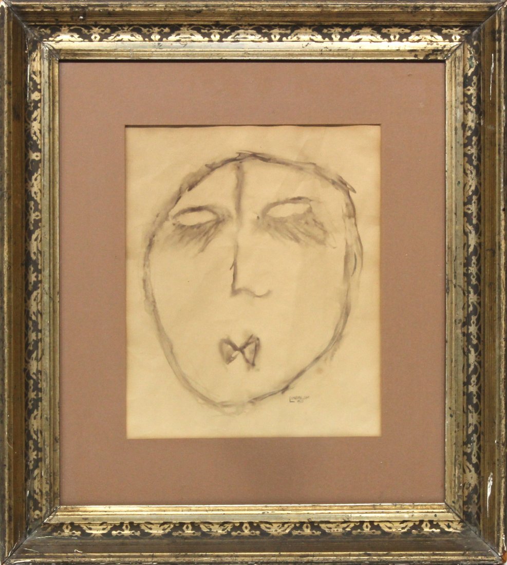 LINDBLOM 1960 - Abstract Modernism Portrait w/c (1 of 4)