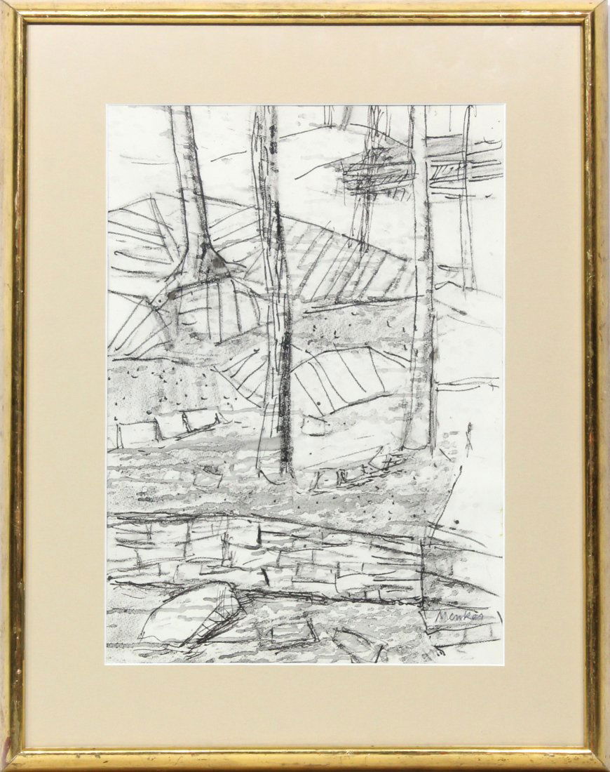 SIGMUND MENKES [1896-1986] w.c & charcoal Landscape (1 of 4)