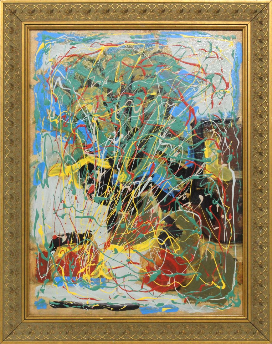 Mid-Century Mod Action Drip Art Painting Pollock Style (1 of 3)